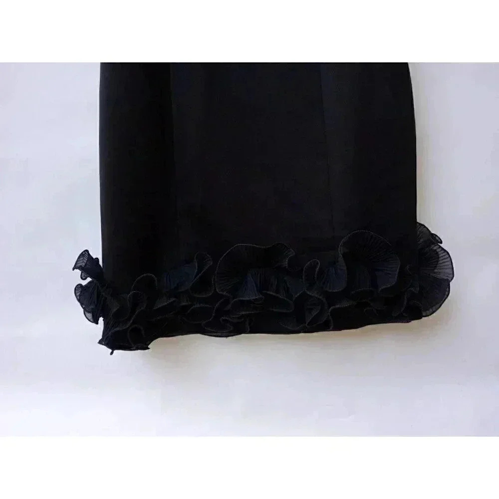 Donna Ricco Womens Black Sleeveless Dress Ruffle Sz 4 - Picture 5 of 7